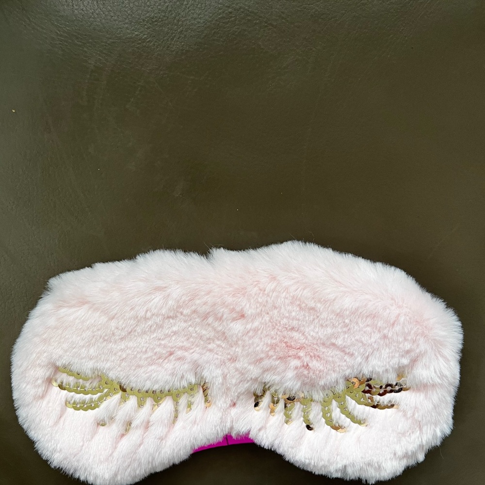 Icing Pink Sleep Mask with Gold Sequin Eyelashes - Picture 6 of 11
